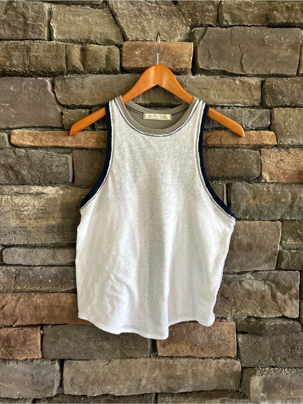 Free People Boho Beachy Athleisure Racer Back Cotton Blend Tank Size L